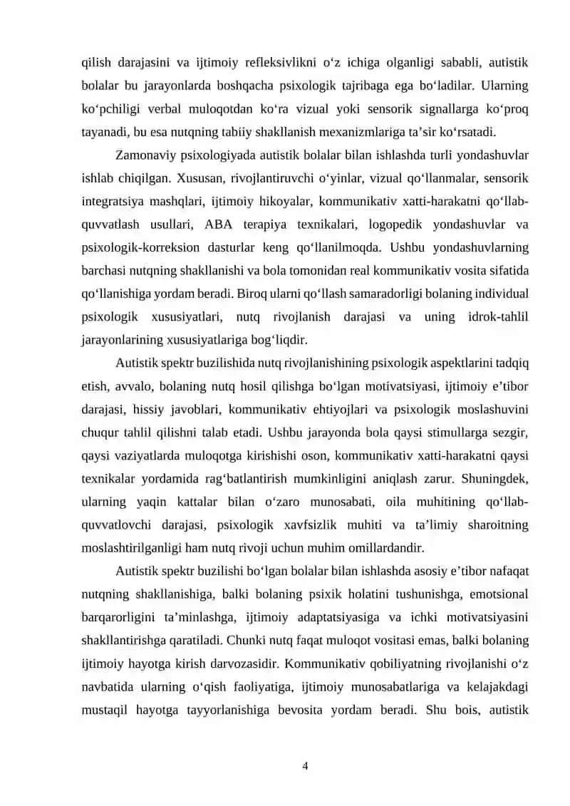 Autistik spektr buzilishi boʻlgan bolalarda nutq rivojlanishining psixologik aspektlari 4