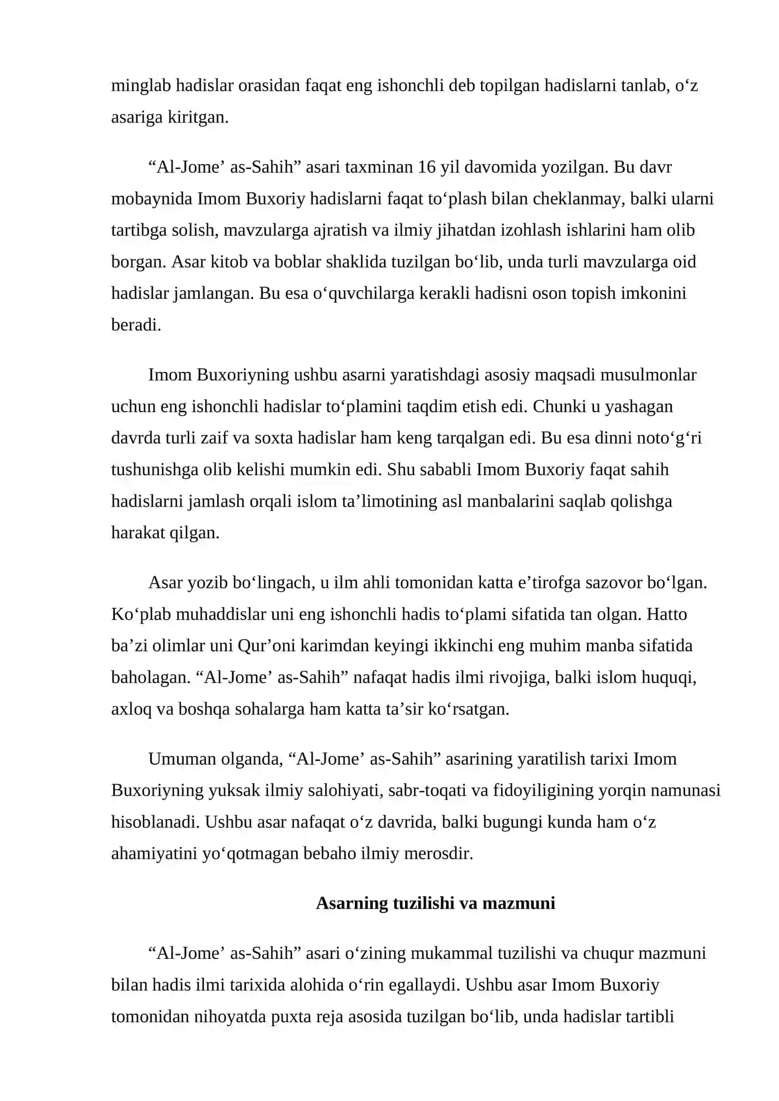 “Al-Jomeʼ as-Sahih” asarining o‘ziga xos jihatlari 4