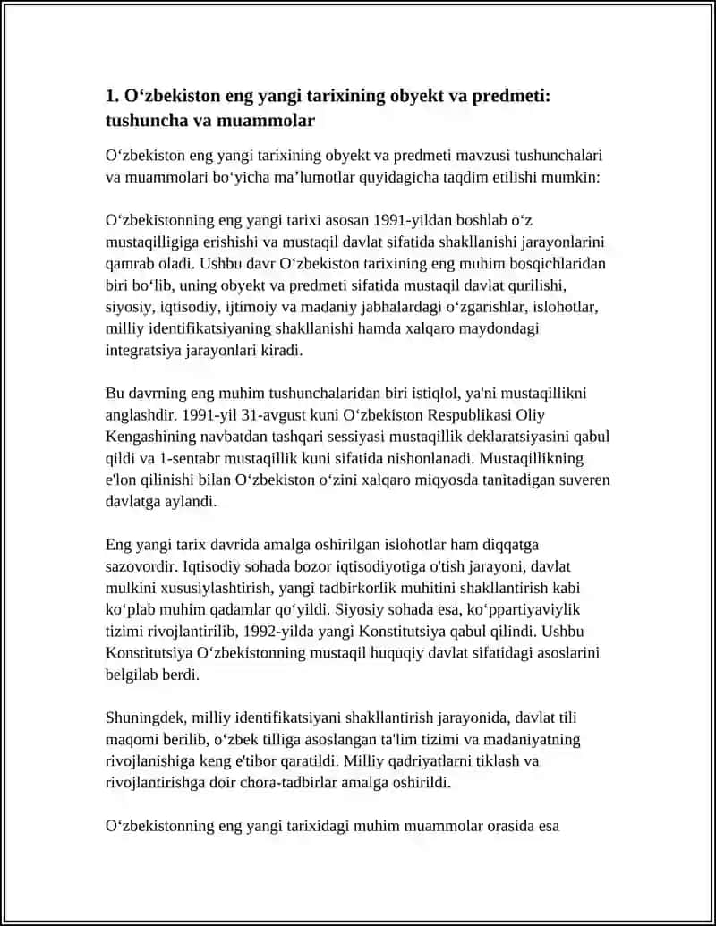 OʻZBEKISTON ENG YANGI TARIXI FANINING OBYEKTI VA PREDMETI 4