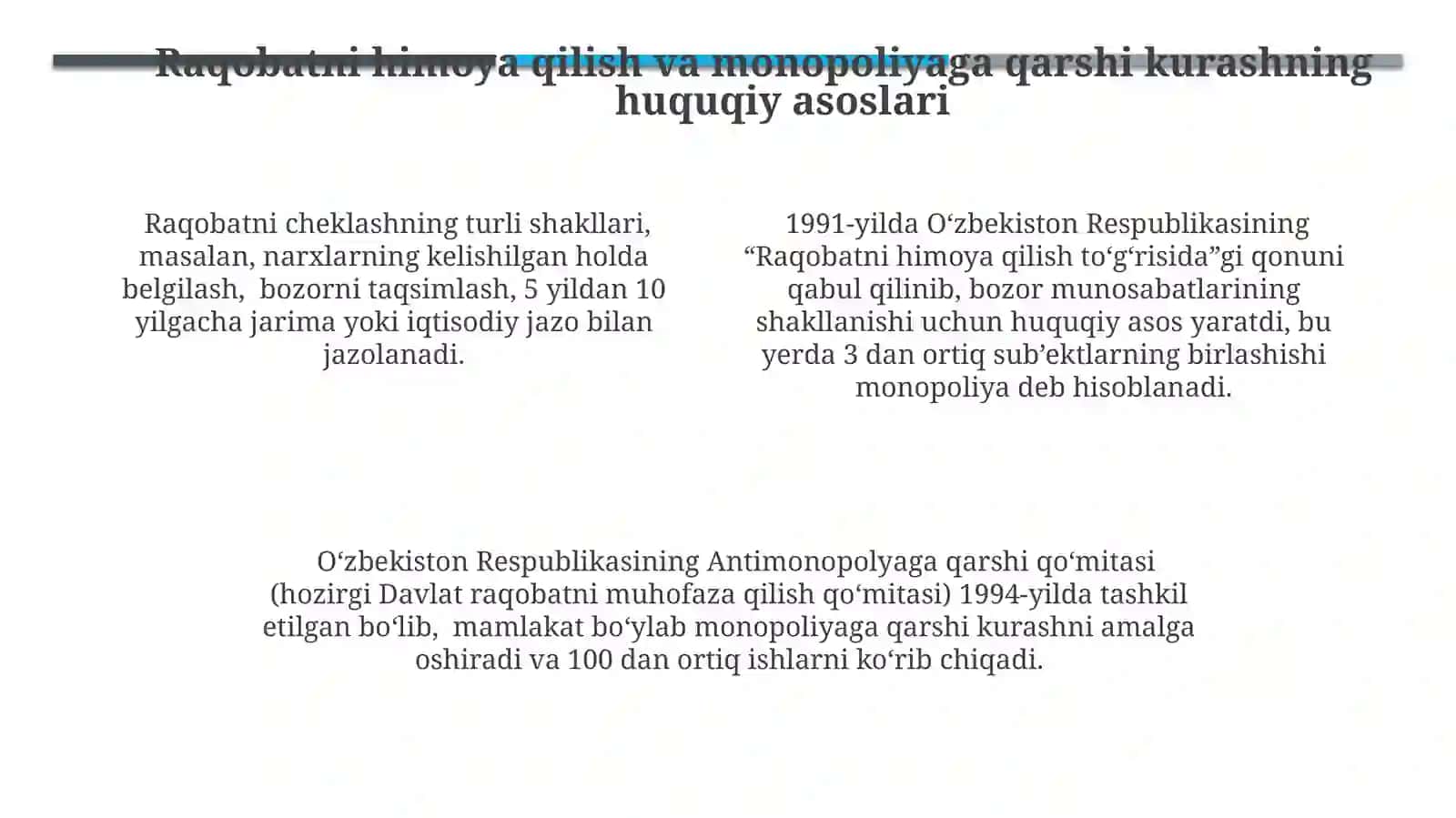 Bozor munosabatlarining o'tishining huquqiy asoslarining yaratilishi 4