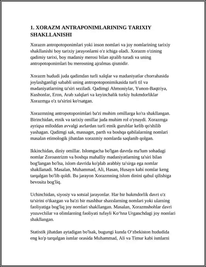 REFERAT Mavzu: XORAZM ANTRAPONIMLARINING O‘RGANILISHI 4