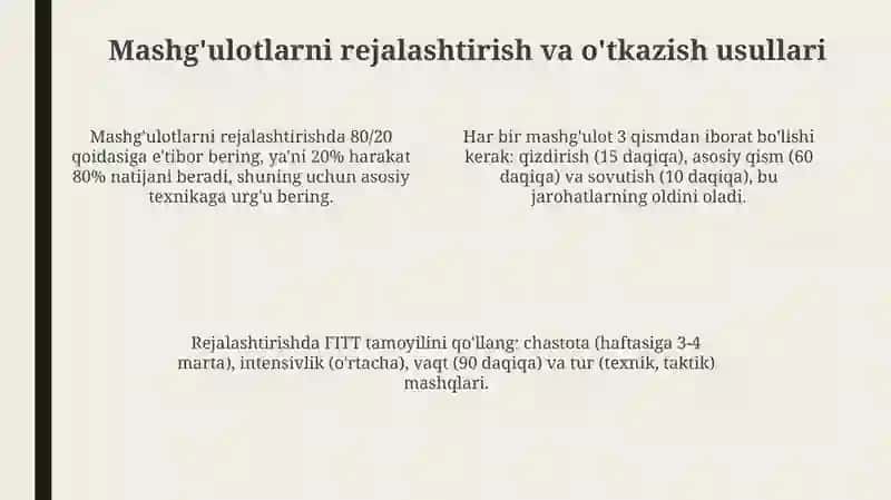 Volleybol mashg'ulotlarini tashkil etish 4