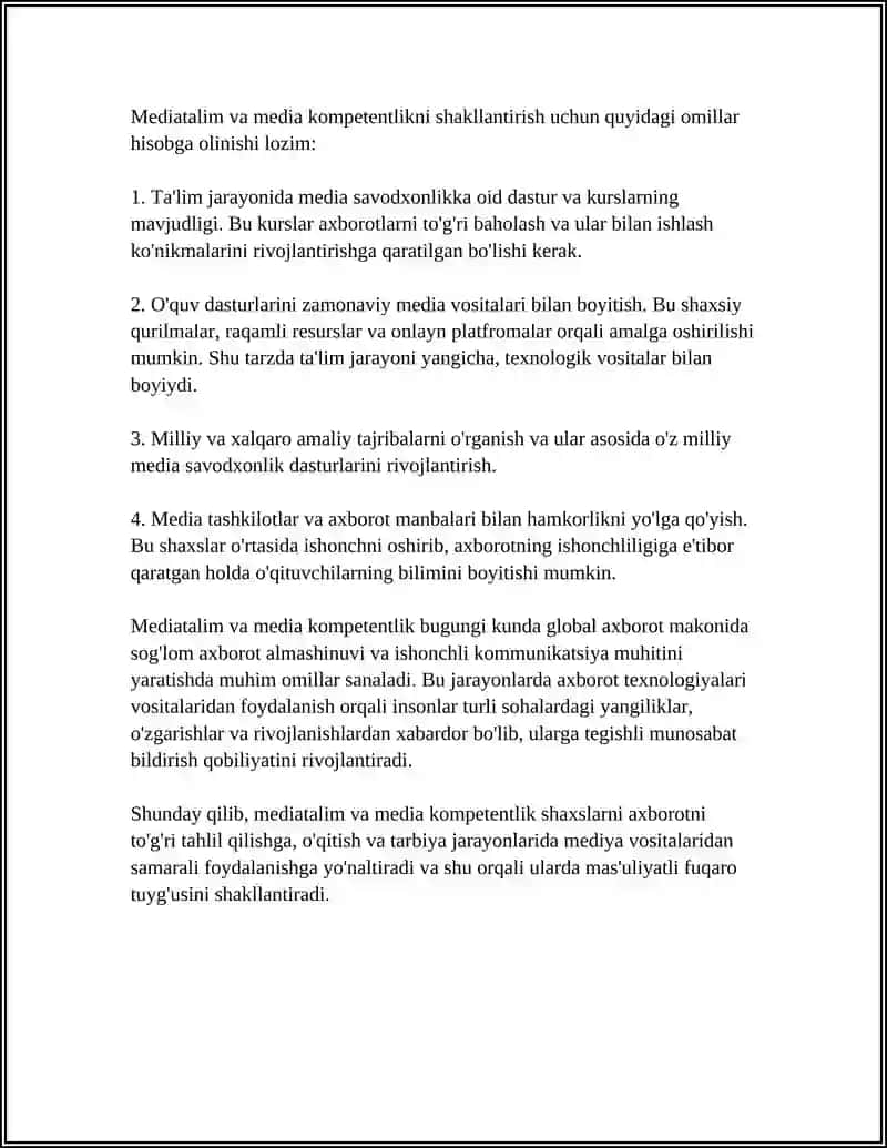 MEDIATALIM-MEDIA KOMPETENTLIKNI SHAKLLANTIRISH OMILI 4