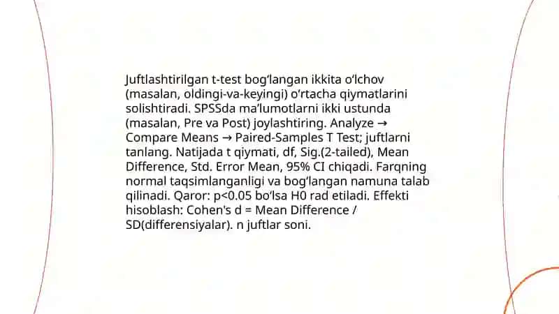 SPSS Dasturida oʻrtacha qiymatlarni taqoslash 4