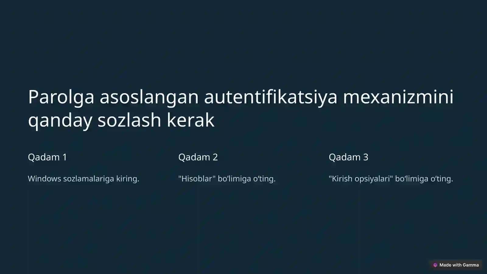 Windows OT tizimida parolga asoslangan autentifikatsiya mexanizmini o‘rnatish va sozlash 4