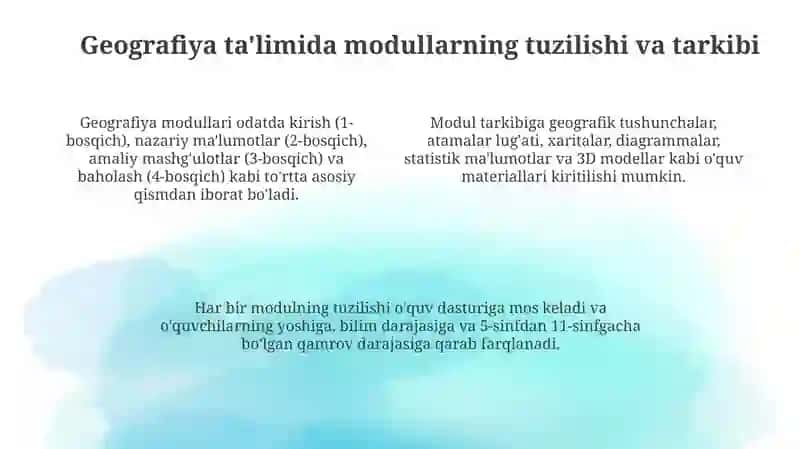 Modulli Geografiya O'qitish 4