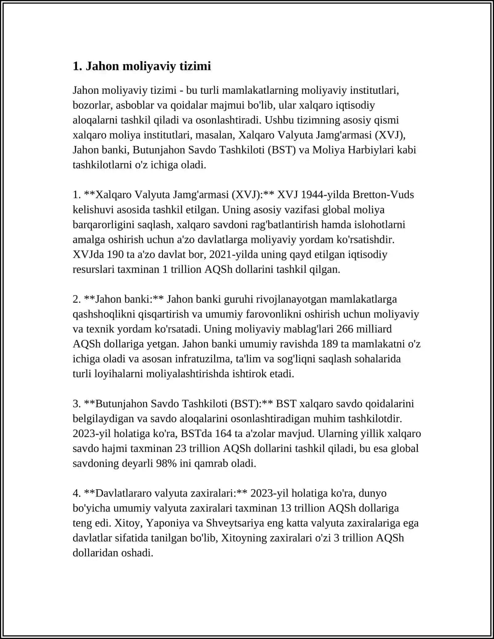 Jahon Moliyasi 4