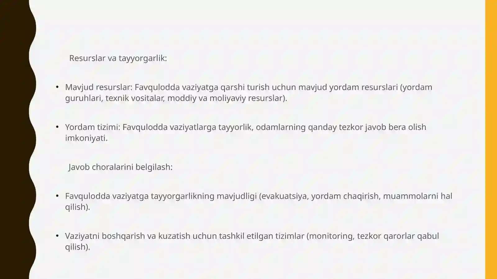 PEDIATRIYA FAKULTETI PEDIATRIYA ISHI 205-A GURUH TALABASI ESIRGAPOVA DIYORANI HAYOT XAVFSIZLIGI FANIDAN TAYYORLAGAN TAQDIMOTI 4