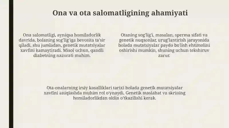 O'zbekistonda homila mutatsiyalarini yuzaga chiqaruvchi omillar 4