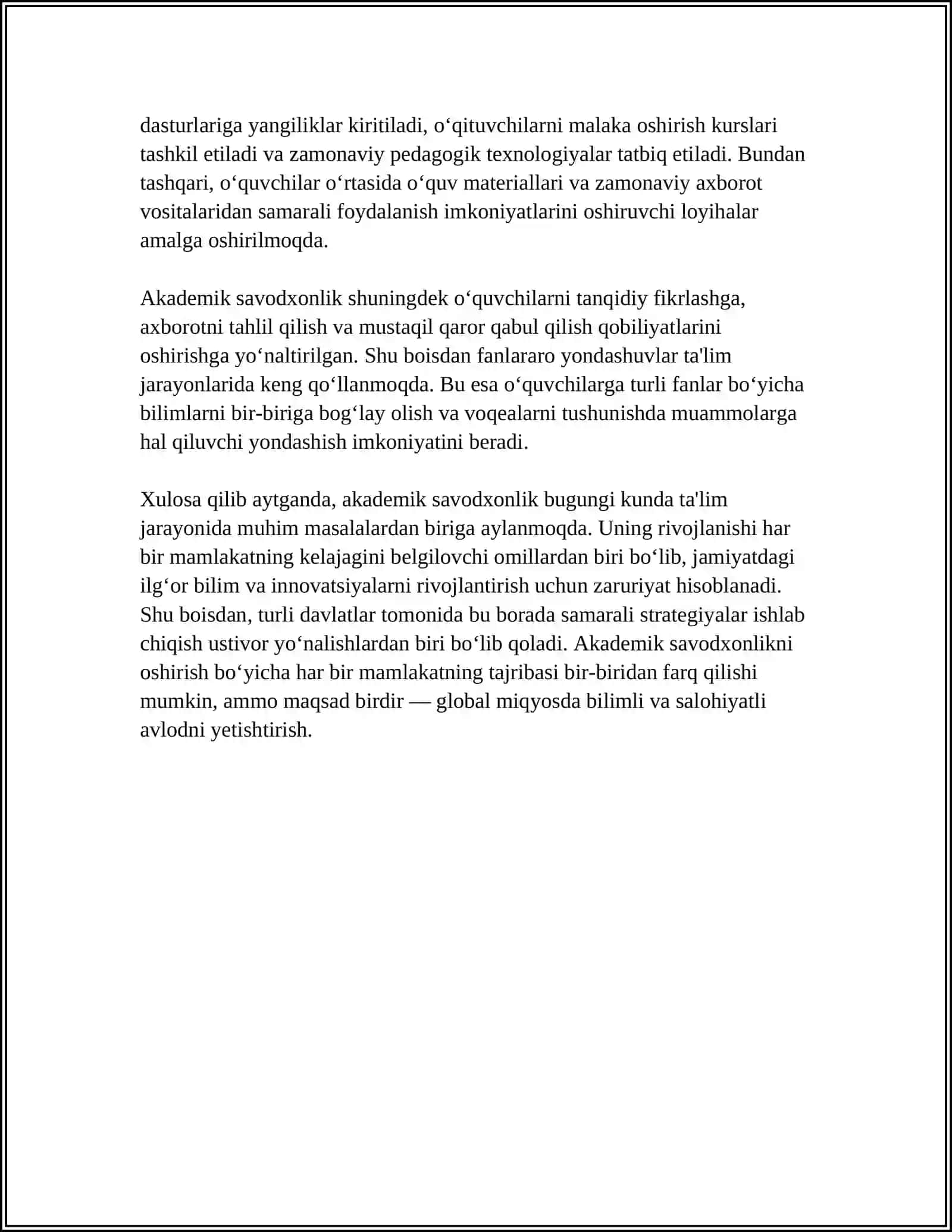AKADEMIK SAVODXONLIK KASBIY KOMPETENSIYALARNI SHAKLLANTIRISH ASOSI SIFATI 4