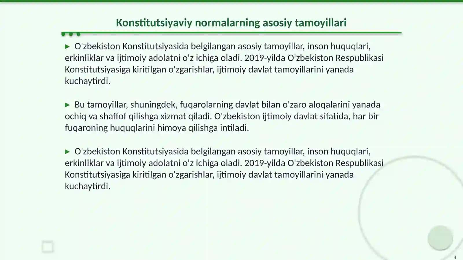 O'zbekiston - Ijtimoiy davlat: Konstitutsiyaviy normalarning mohiyati 4