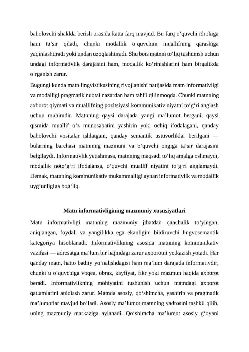 Matn informativligi va modalligi 4