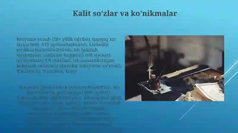 Xodimlar faoliyatiga doir hujjatlar. Tarjimai hol va tilxat yozish 4
