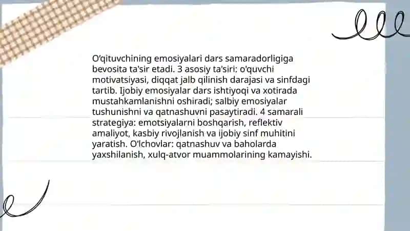Emosiyaning pedagogik jarayondagi roli 4