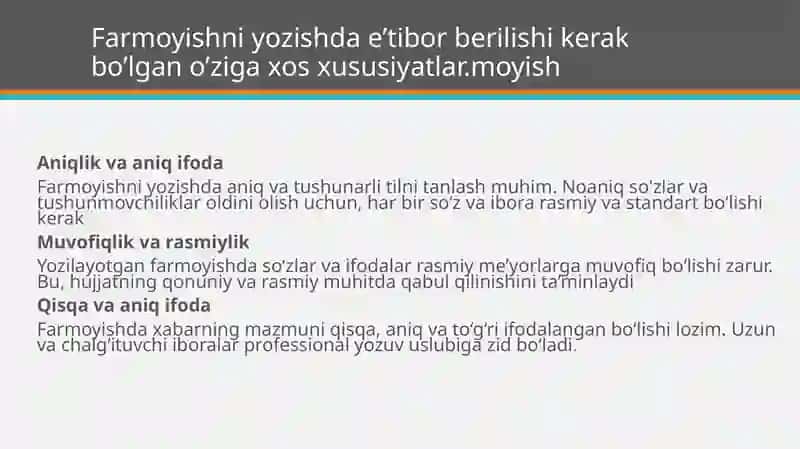 Farmoyishning tayyorlanish tartibi 4