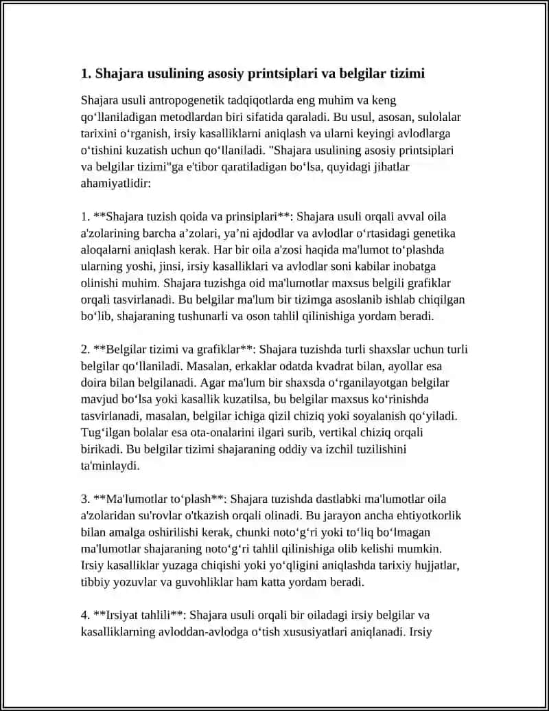 ANTROPOGENETIK USULLAR:SHAJARA USULI,EGIZAKLAR USULI,BIOKIMYOVIY USUL 4
