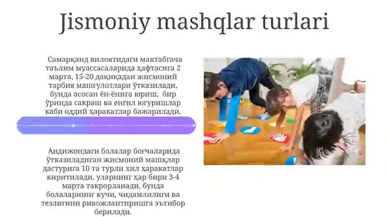 Maktabgacha yoshdagi bolalar uchun sport mashqlari 4
