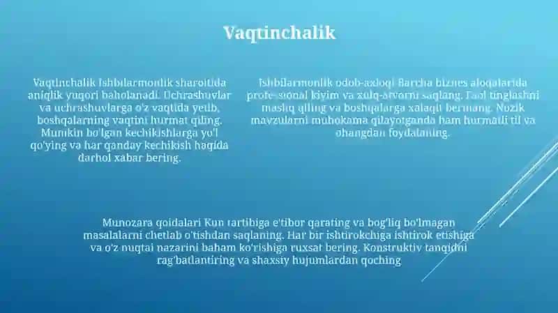 Biznesni Muhokama Qilish Qoidalari 4