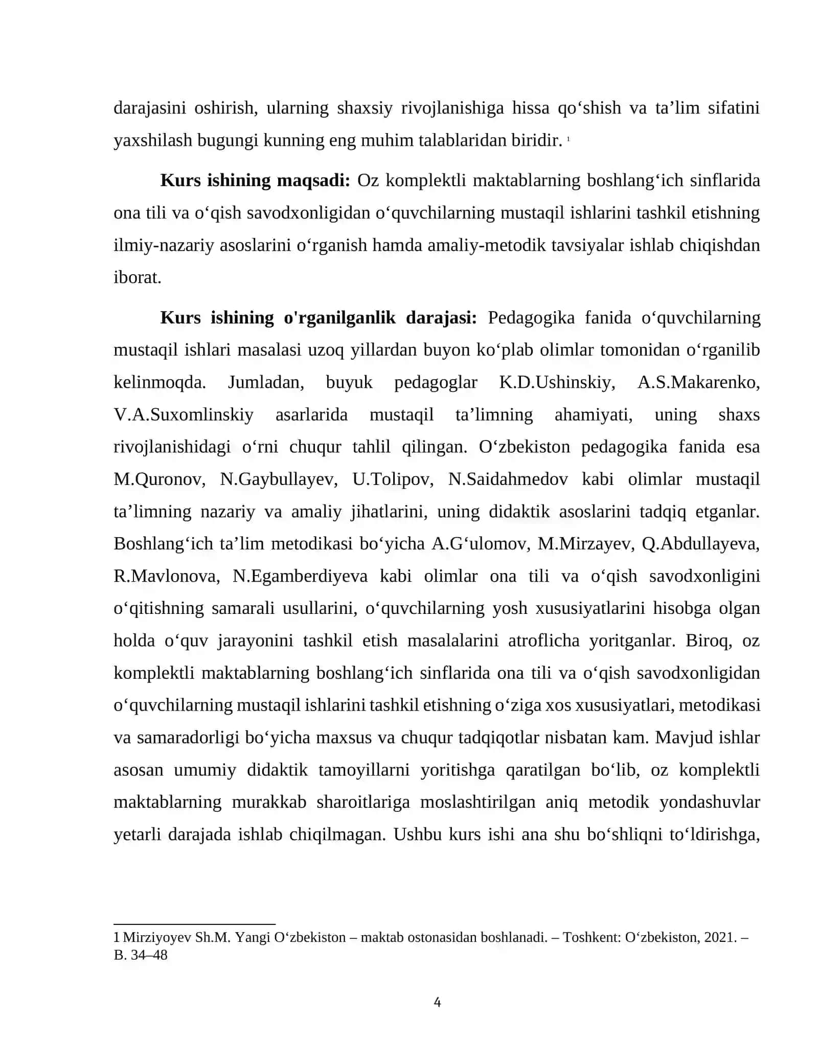 Oz komplektli maktab boshlangʻich sinflarida ona tili va oʻqish savodxonligidan oʻquvchilarning mustaqil ishlarini uyushtirish 4