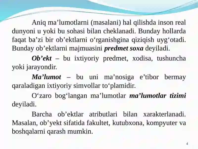 Avtomatlashtirilgan axborot tizimlari 4