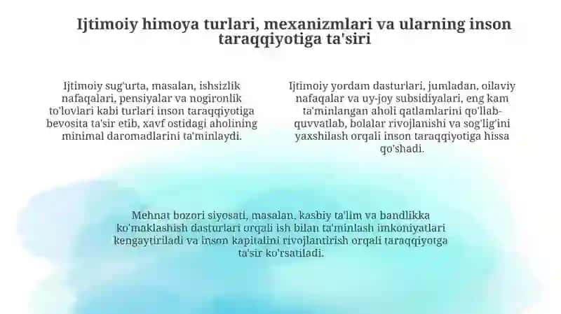 Inson taraqqiyotini ta'minlash va ijtimoiy xavfsizlik o‘rtasidagi bog‘liqlik masalalari 4
