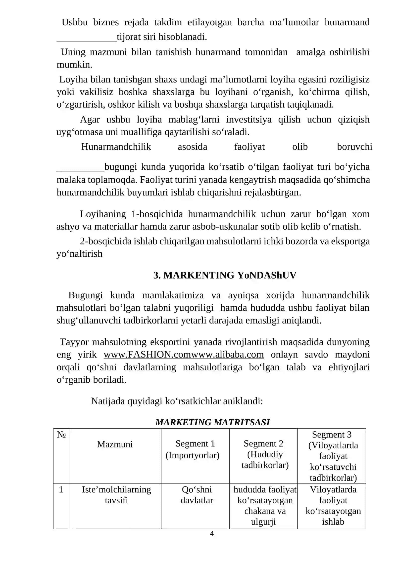 Milliy poyabzallar tayyorlash BIZNES REJASI 4