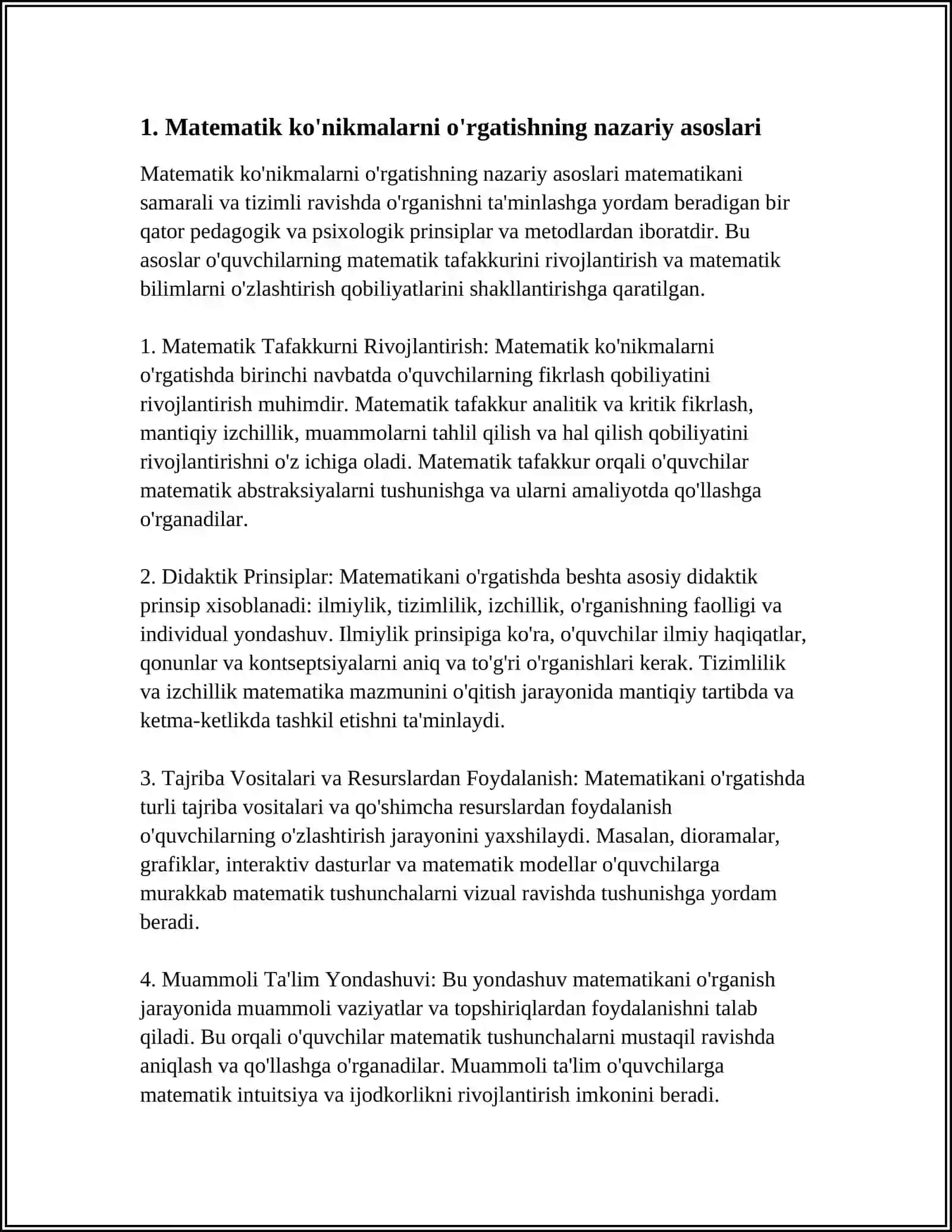 YORDAMCHI MAKTABDA AQLI ZAIF O'QUVCHILARNING BOSHLANG'ICH ELEMENTAR MATEMATIK KO'NIKMALARINI O'RGATISH YO'LLARI 4