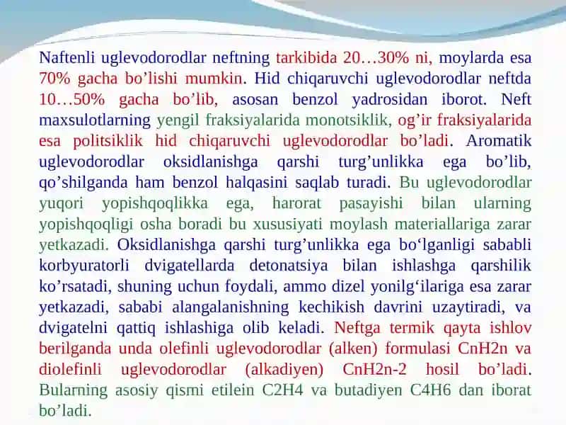 Neft-Yonilg‘i va moylash materiallarini olish uchun asosiy xom-ashyo 4