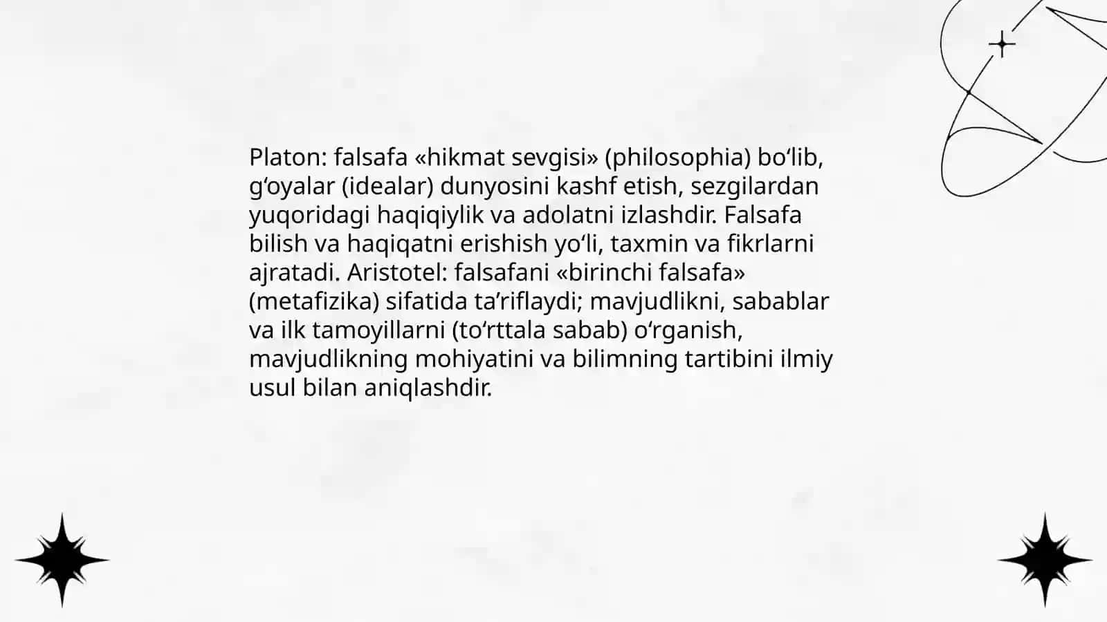 Falsafaning mohiyatiga oid Sharq va G'arb mutafakkirlari ta'riflarini tasniflash 4