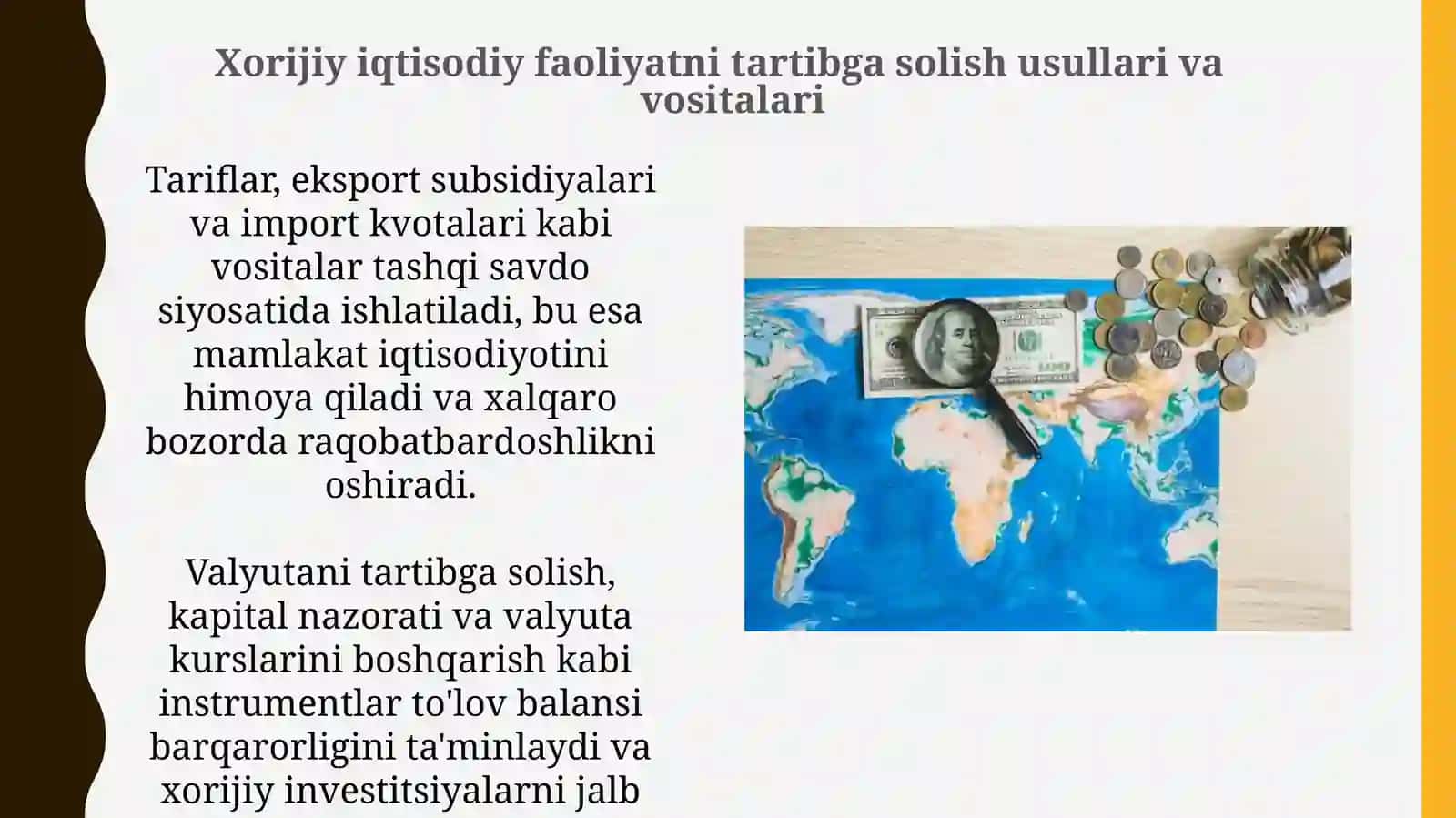 Tashqi iqtisodiy faoliyatni tartibga solishning davlat siyosati: mohiyati va maqsadlari 4