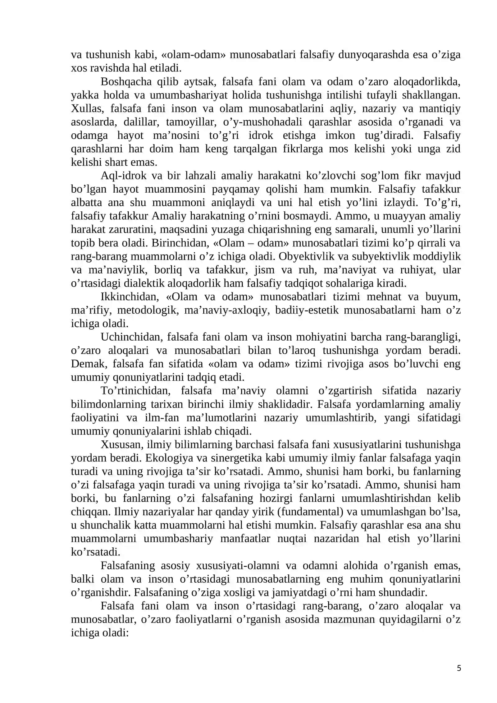 1-mavzu: Falsafaning baxs mavzulari, jamiyatdagi o’rni va asosiy vazifalari 4