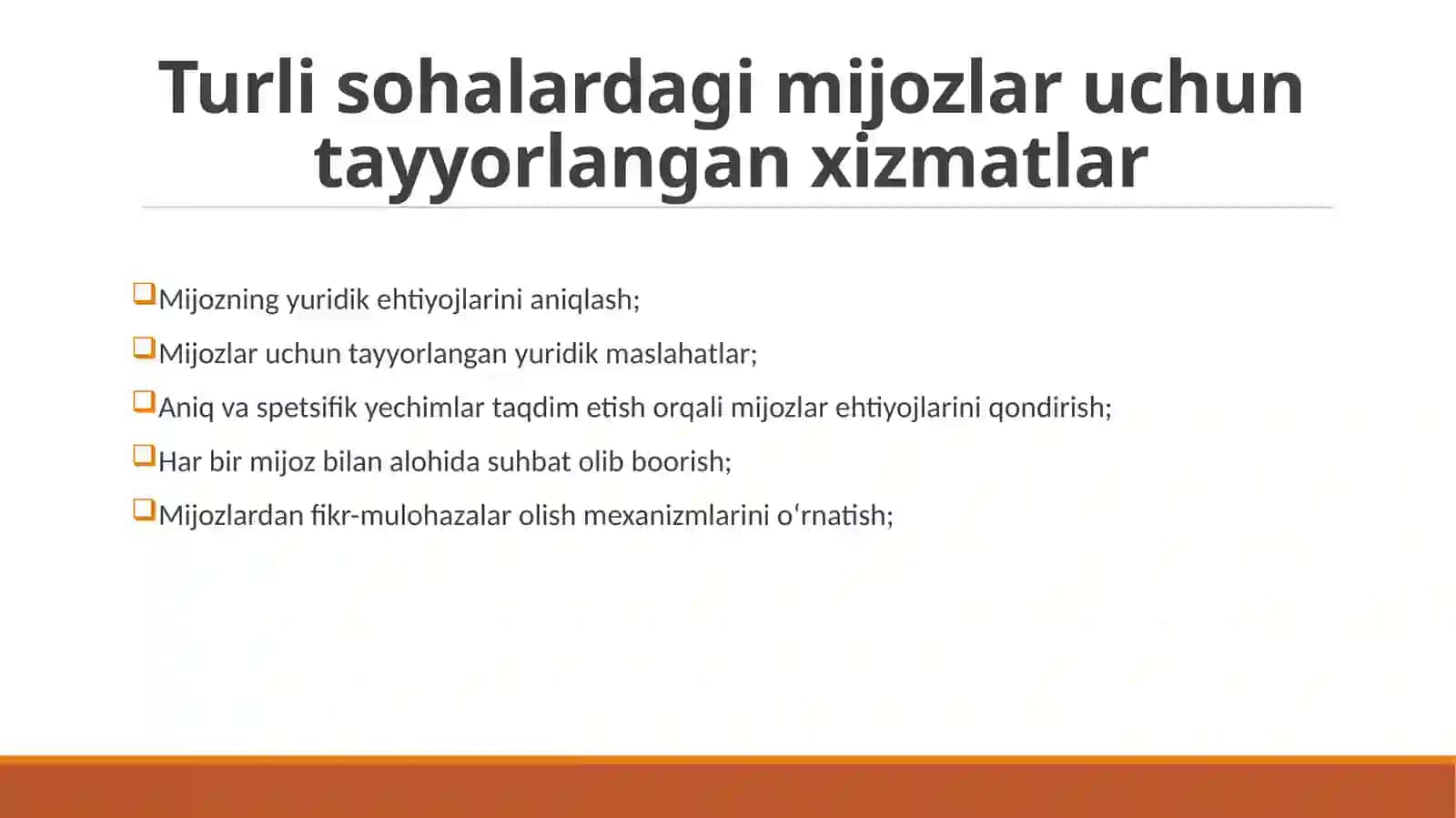 Yuridik xizmatlar sohasida ilg‘or xorijiy tajriba 4