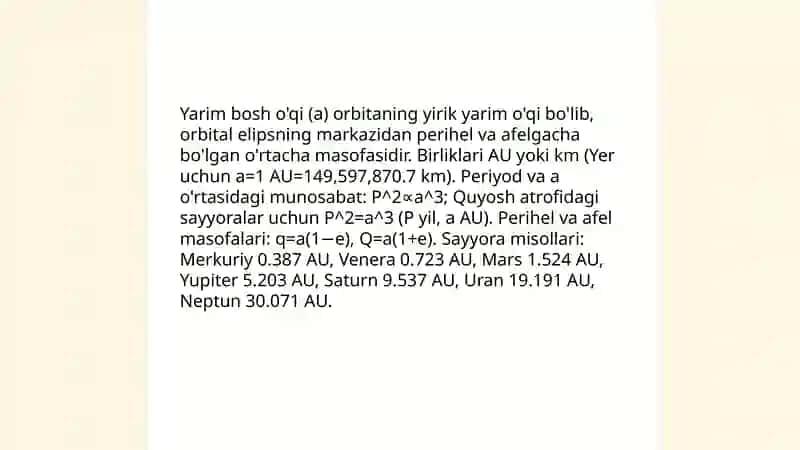 Sayyoralarning orbita elementlari 4
