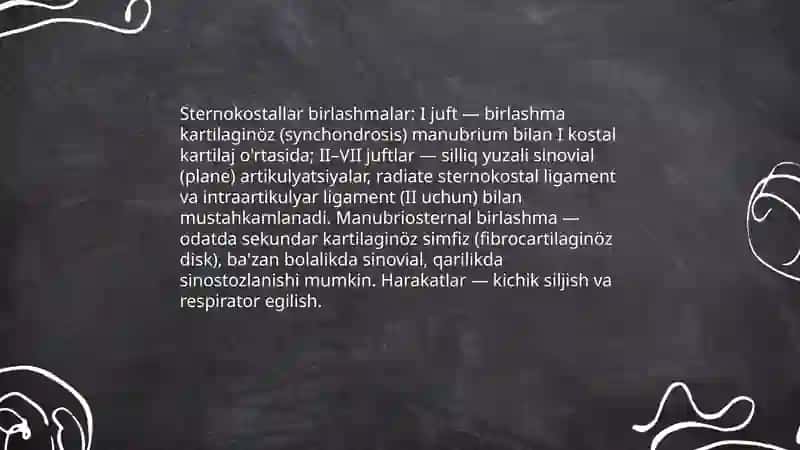 Ko'krak qafasining birlashuvi, muskullar va boylamlar 4