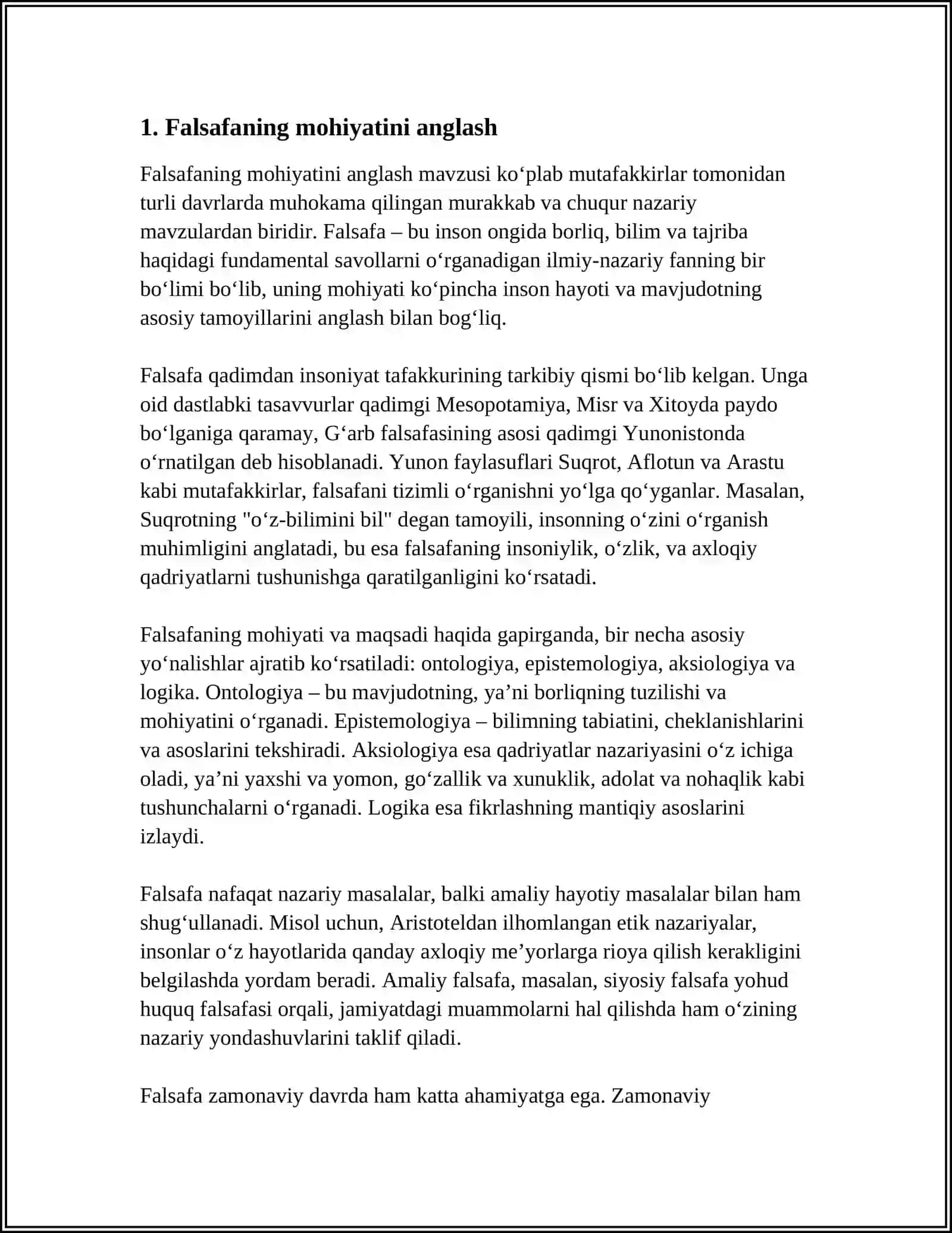 FALSAFANING MOHIYATI VA JAMIYAT TARAQIYOTIDAGI ROʻLI 4