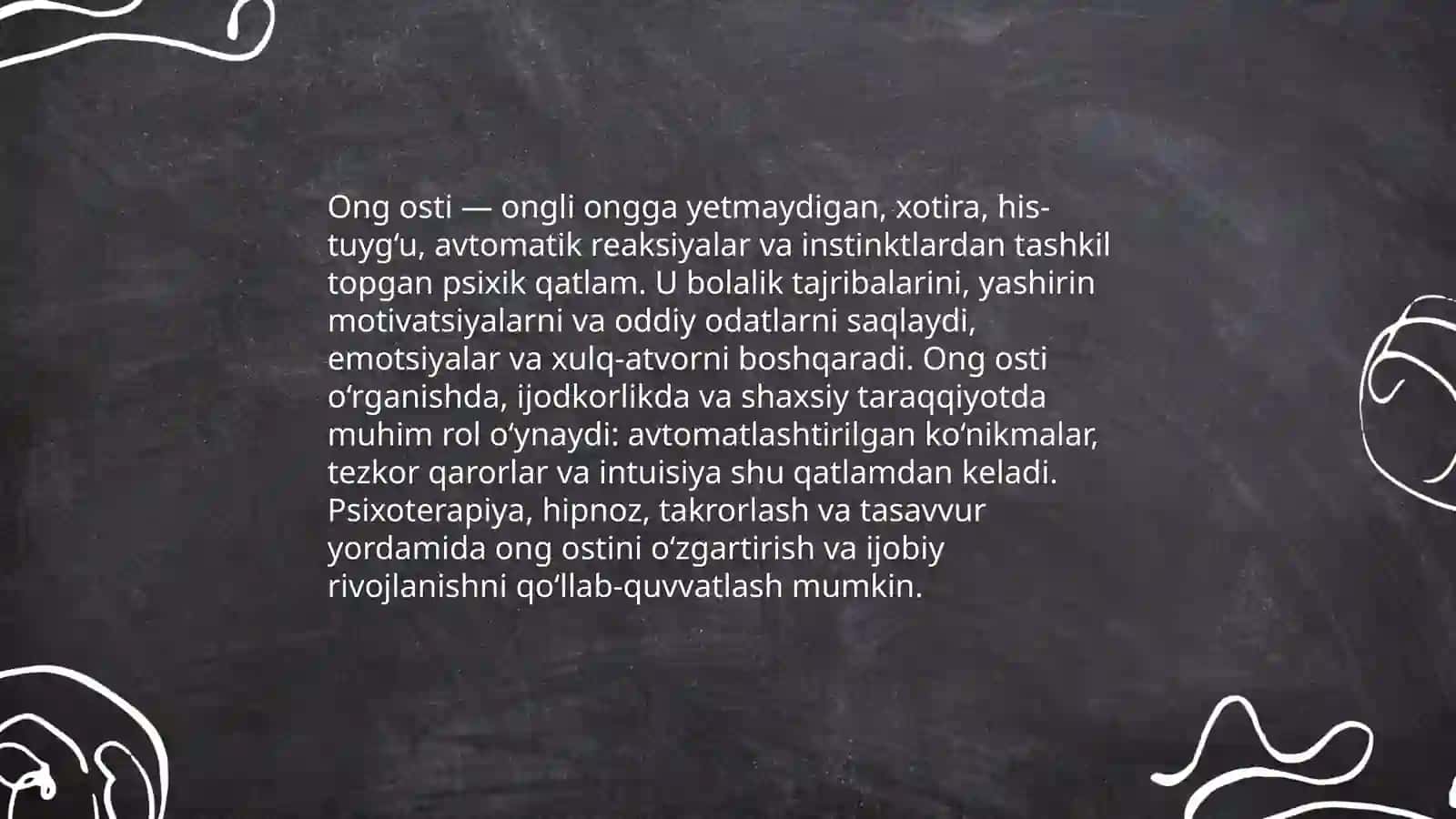 Psixika va ongning taraqqiyoti.Ong osti imkoniyatlarini o’rganish 4