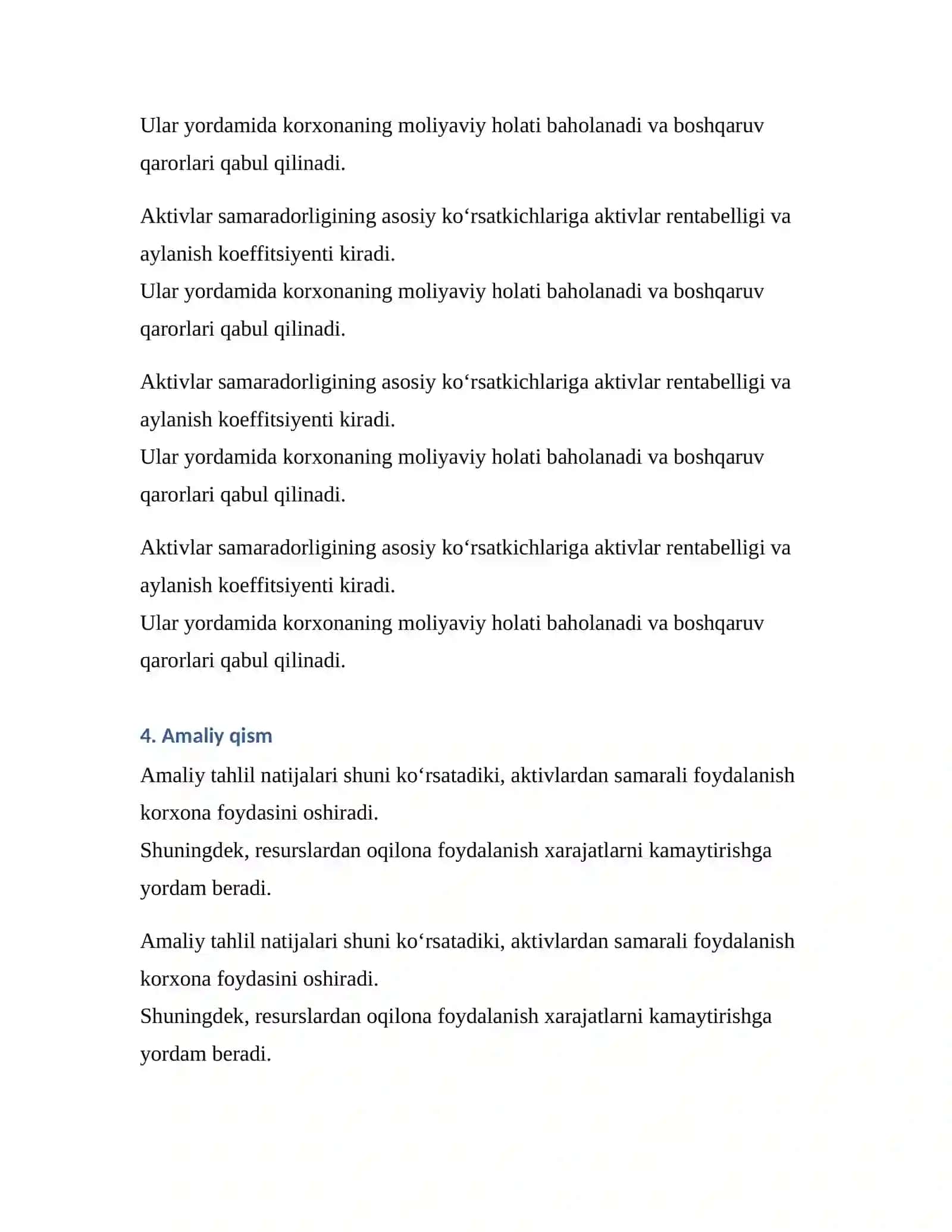 Aktivlar samaradorligi tahlili 4