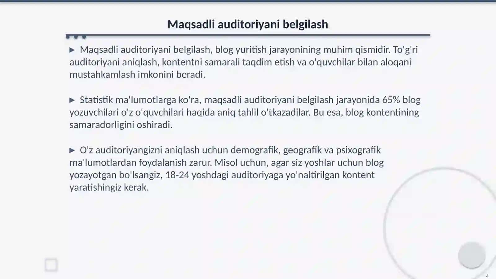 Blog yuritish va kontent reja tuzish 4