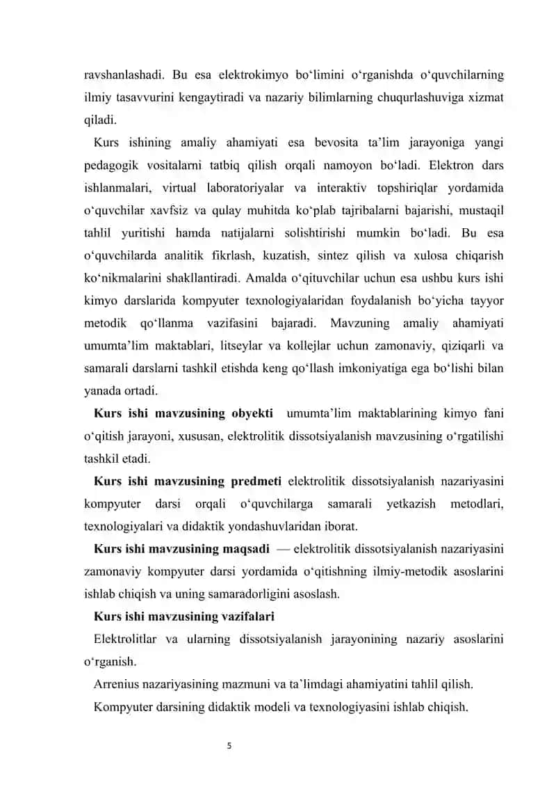 Elektrolitik dissotsiyalanish nazariyasi bo‘yicha kompyuter darsi 4