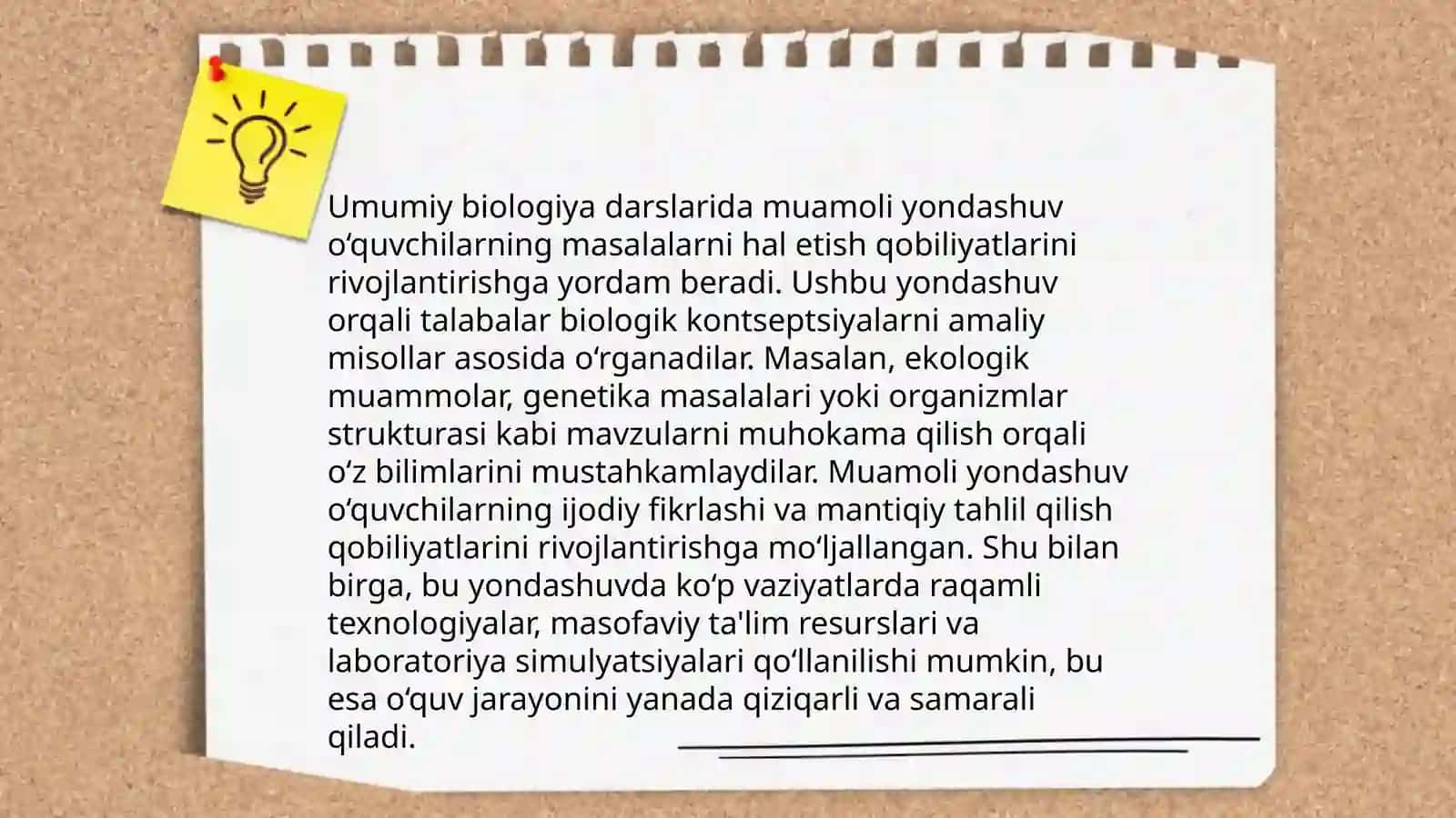 Umumiy biologiyani oqitishda muamolli talim texnologiyasi asosida loyihalashtirish 4