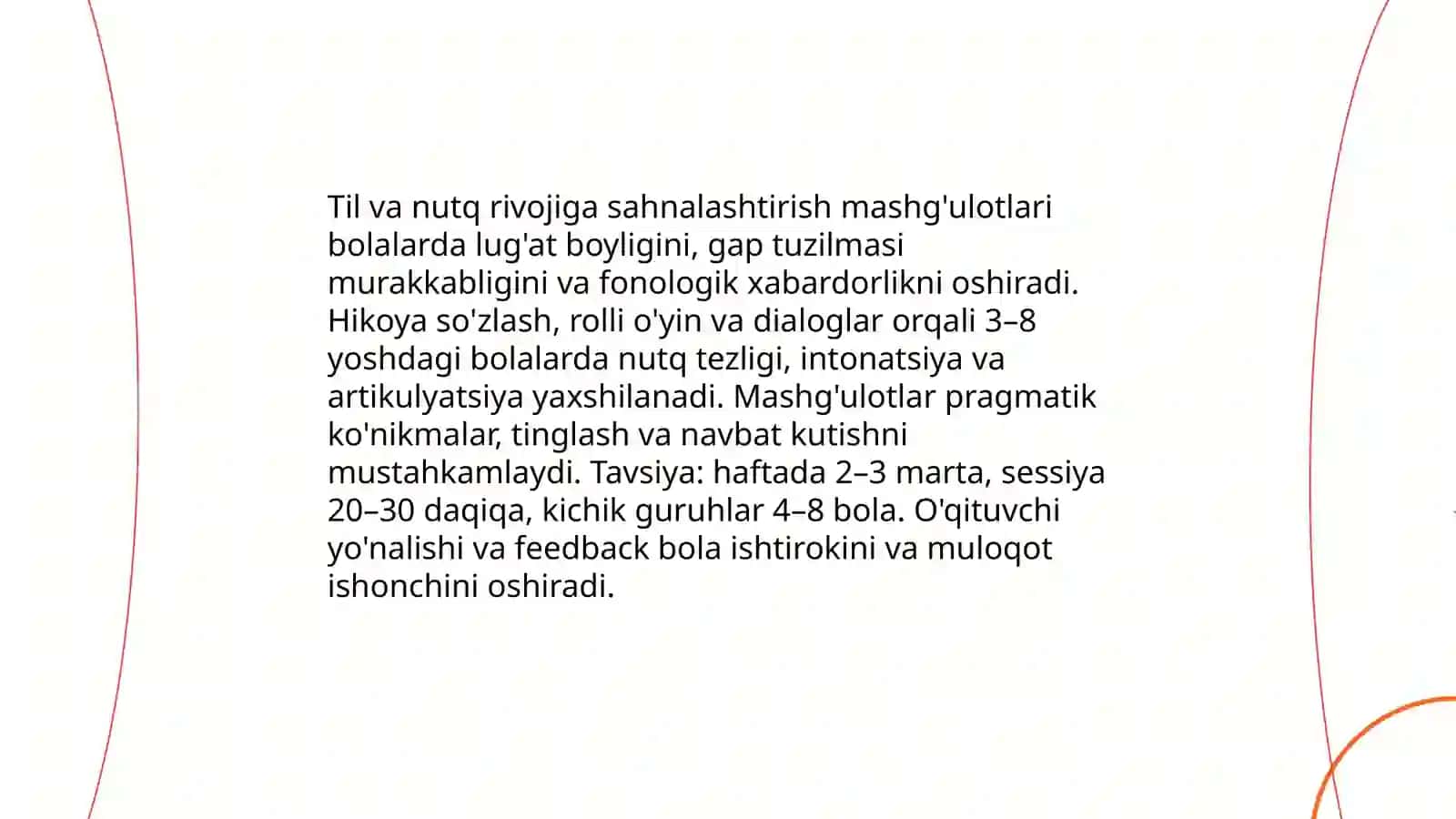 Sahnalashtirish mashg'ulotlarining bolalar rivojlanishidagi ahamiyati 4