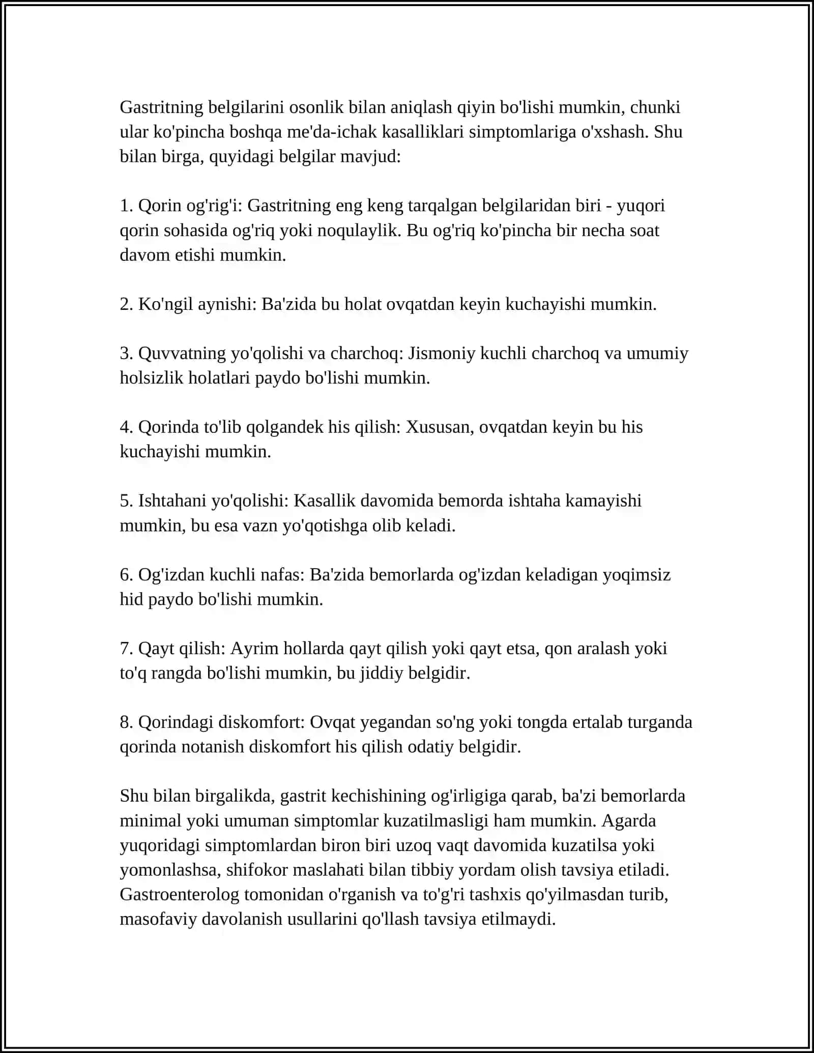 TALABALAR OʻRTASIDA GASTRITNING TARQALISHI VA TOʻGʻRI OVQATLANISHNING AHAMIYATI 4