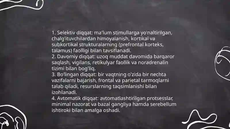 Diqqat haqida tushuncha va uning nerv-fiziologik asoslari 4