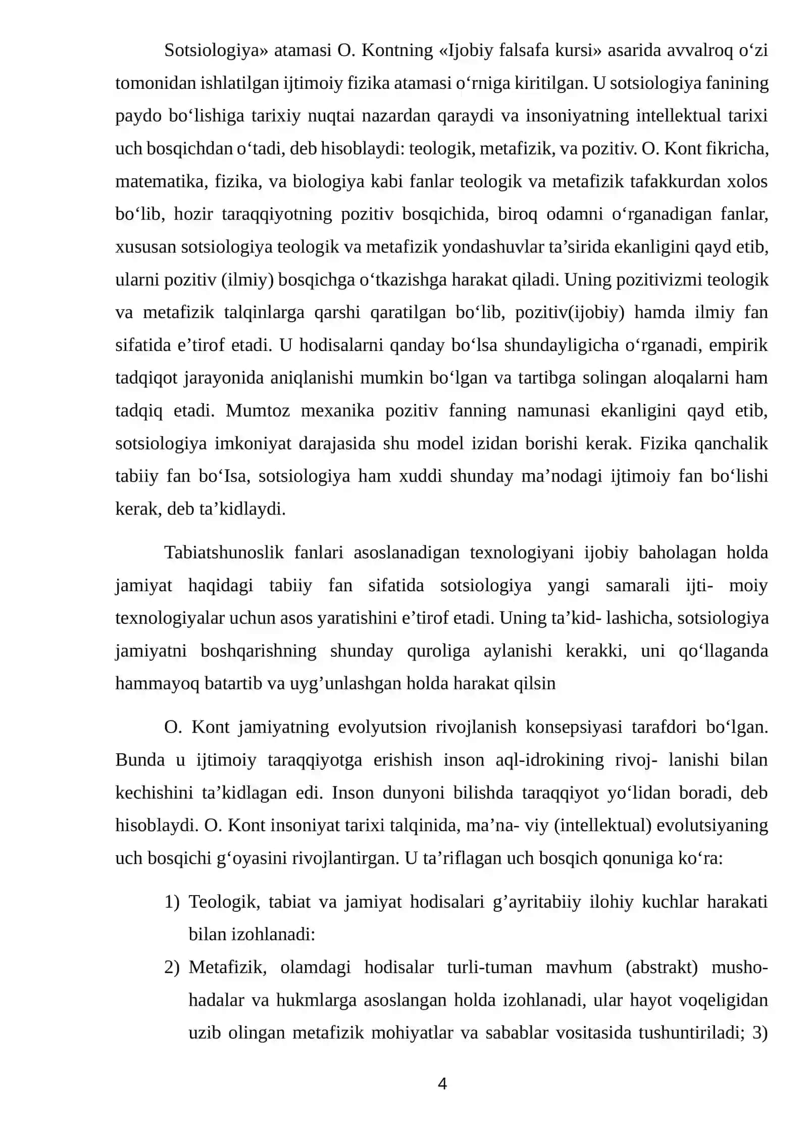 O.Kont sotsial dinamika va sotsial statika haqida 4