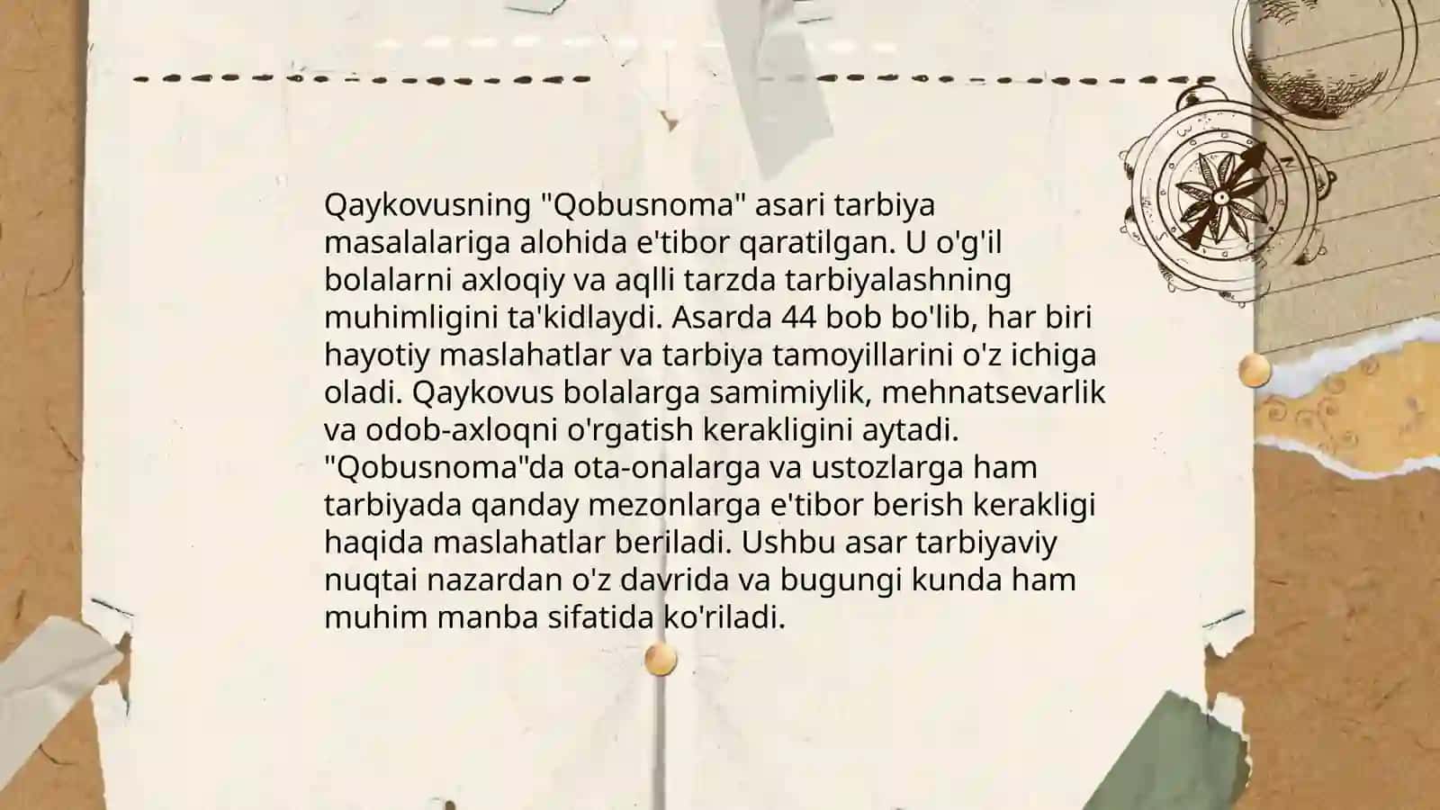 Yusuf Xos Xojib va Kaykovus asarlarida ta'lim-tarbiya masalalarining yoritilishi 4