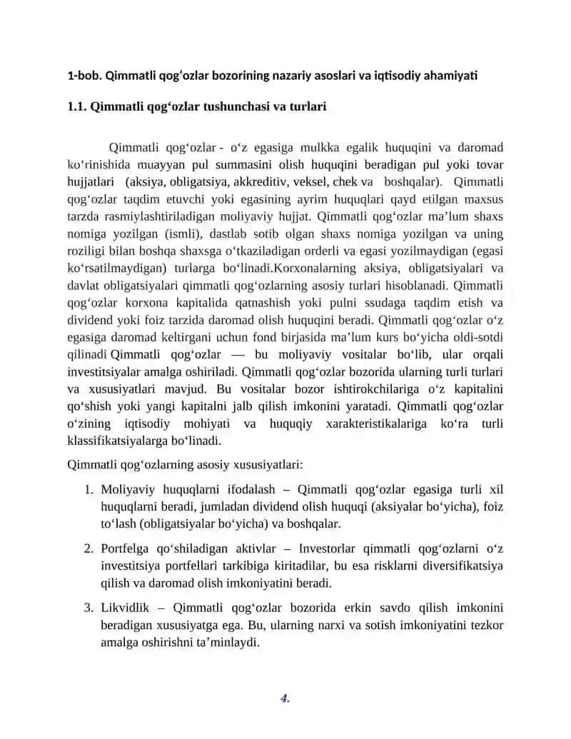 Qimmatli qog’ozlar statistikasi ko’rsatkichlari 4