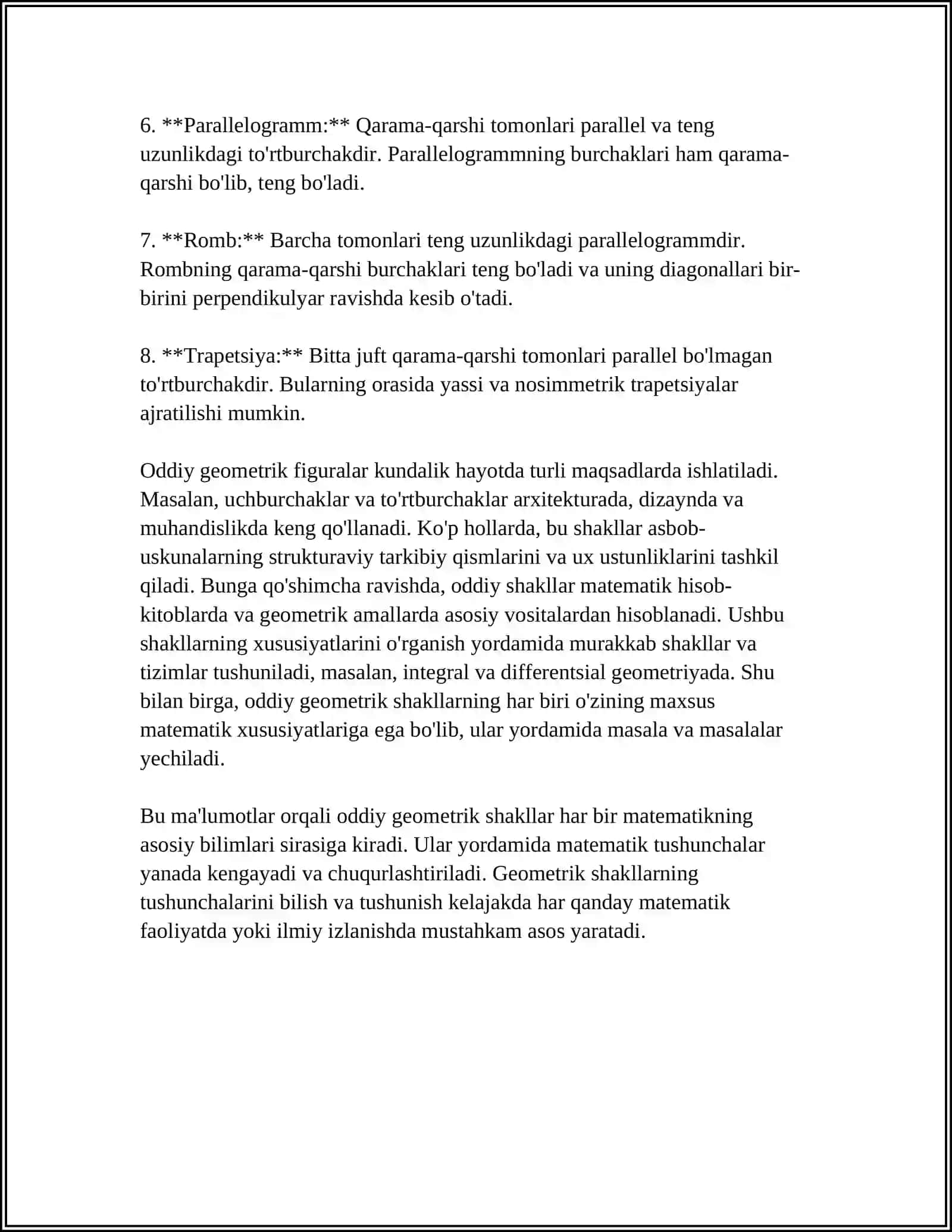 ODDIY GEOMETRIK SHAKLLAR VA ULARDAN APPLIKATSIYALAR YASASH.TANGRAM OʻYINI 4