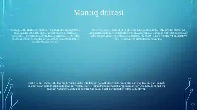 Mantiq Tafakkur Shakllari Va Qonunlarini O‘Rganuvchi 4