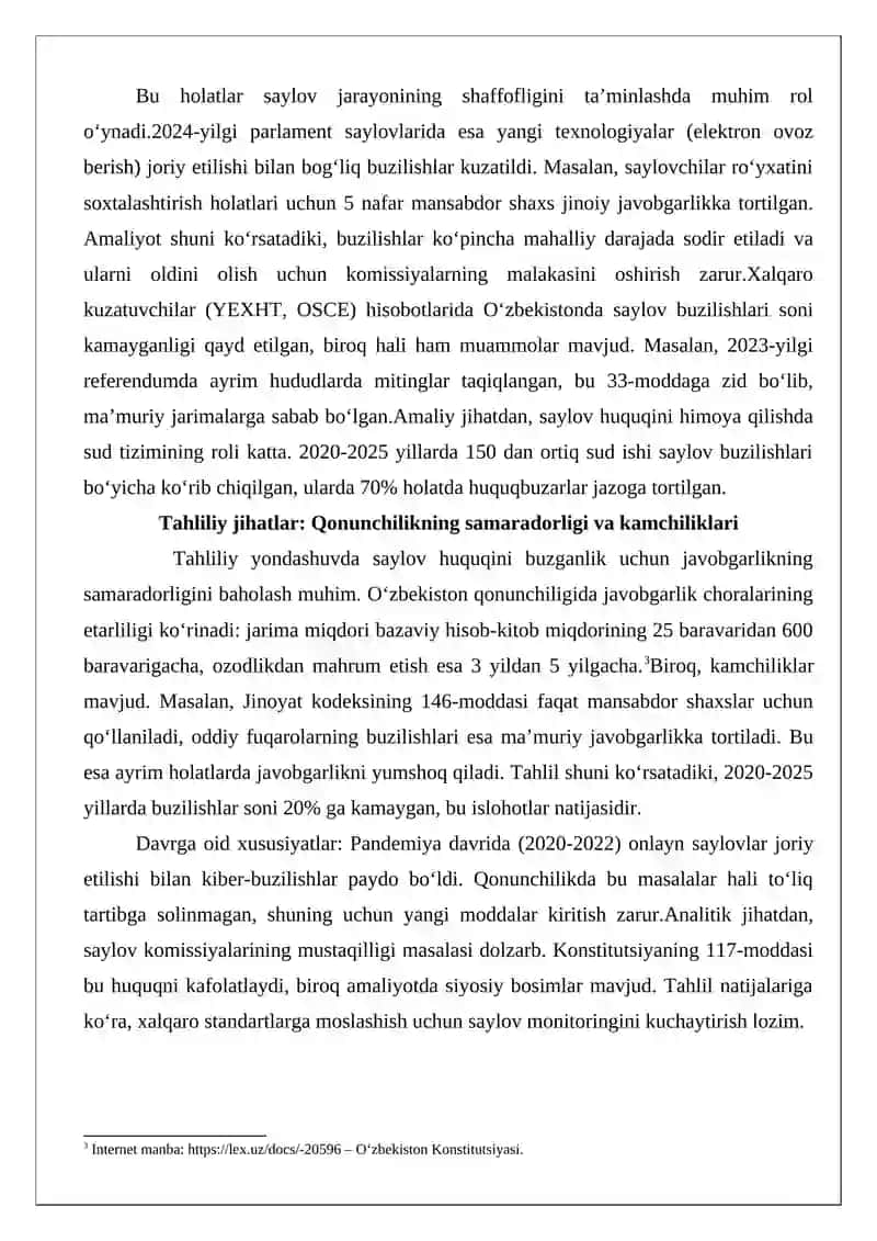 Insonning saylov huquqini buzganlik uchun yuridik javobgarlik 4
