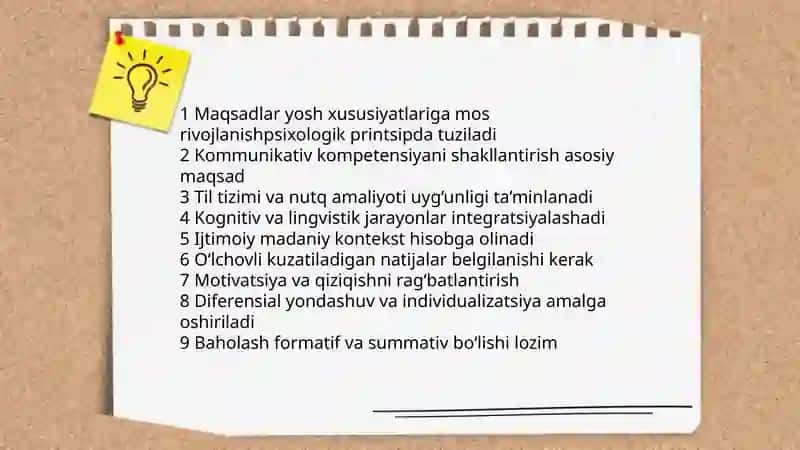 Nutq o'stirish metodikasi fanining maqsadi, vazifalari, metodlari va usullari bo ‘yicha sxema tuzish 4